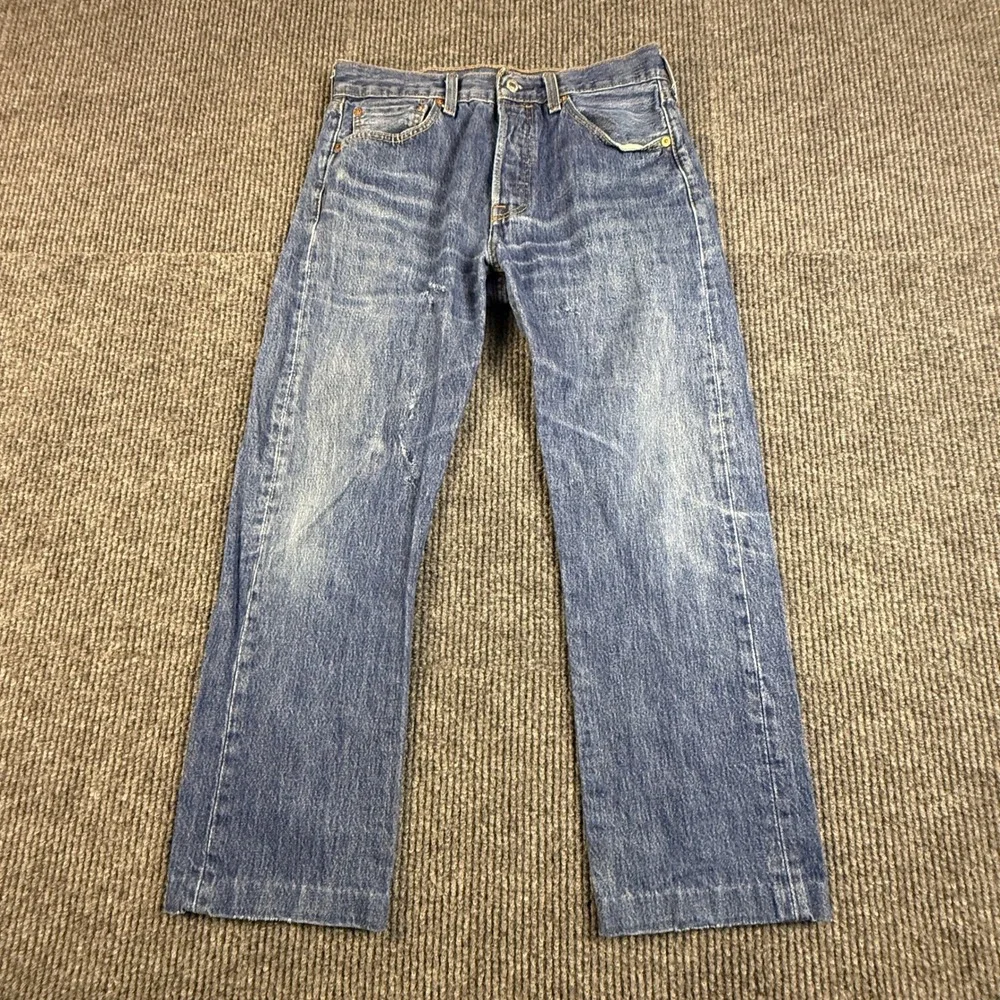 Levis 501 Original Fit Mens W32 L28 2012 Year Straight Leg Button Fly Blue Denim